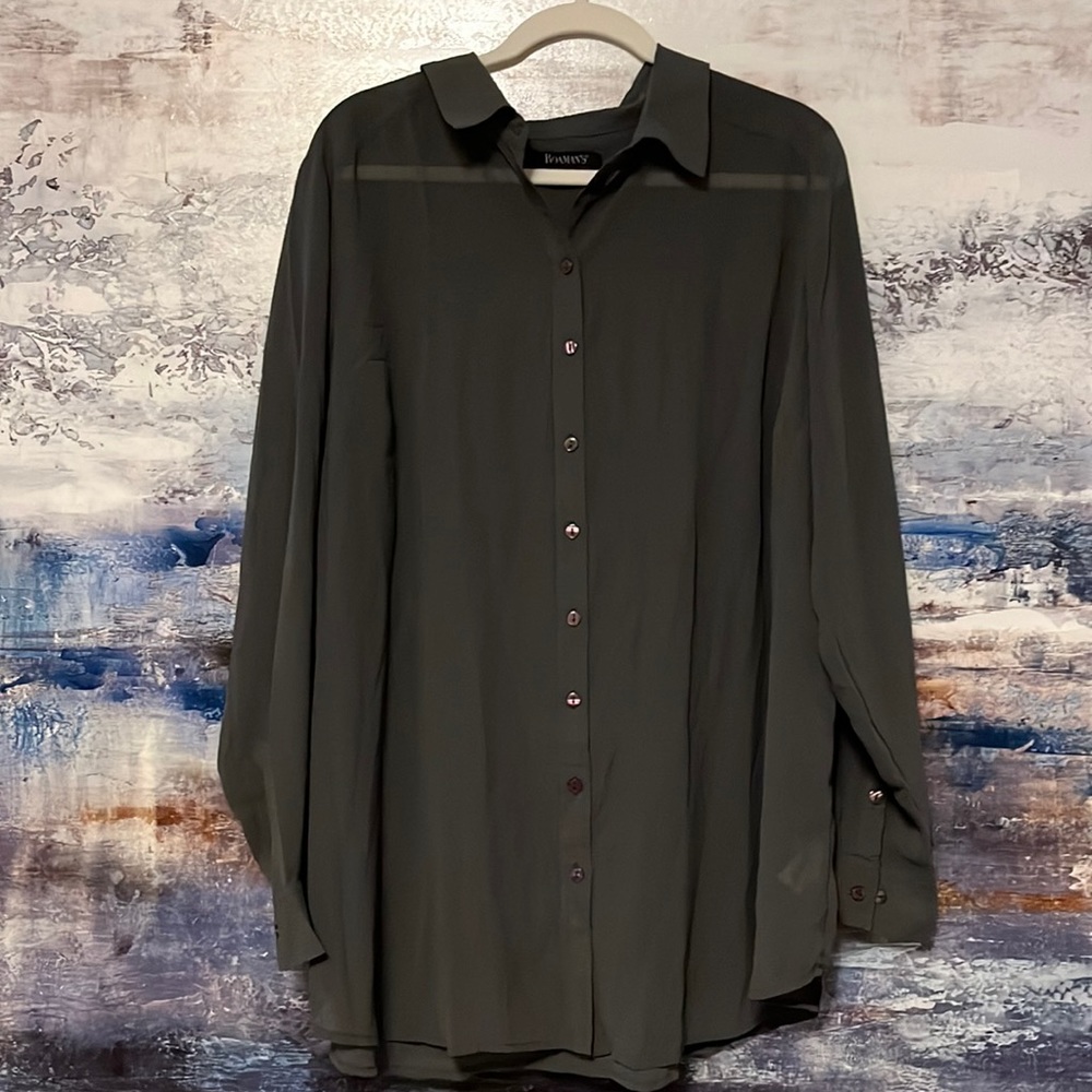 Roaman's Olive Green Button-Down Shirt